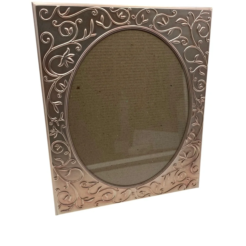 Vintage Rose Gold Picture Frame Oval‎ Photo Display Floral Embossed Design Decor